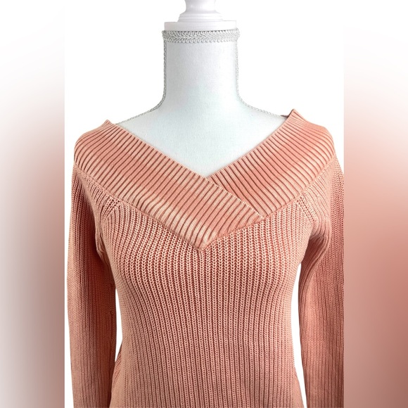 Rag & Bone Peachy Pink Dawn Off Shoulder Knit Cotton Sweater XXS Preppy Beach - Picture 9 of 14